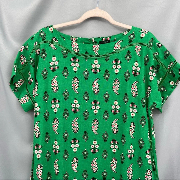 NWT Ann Taylor Linen Blend Green Floral Midi Dress Size 8P Garden Party - Picture 6 of 13